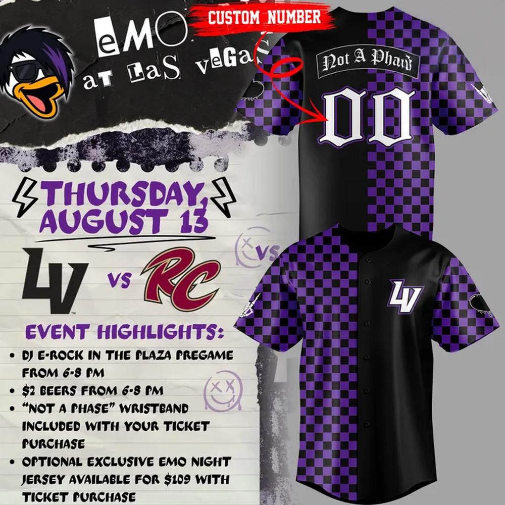 Las Vegas Aviators x Emo Night Custom Number Limited Edition Baseball Jersey MiLB Music Fan Personalized Sports Apparel 1 - Unicasport Las Vegas Aviators x Emo Night Custom Number Limited Edition Baseball Jersey MiLB Music Fan Personalized Sports Apparel