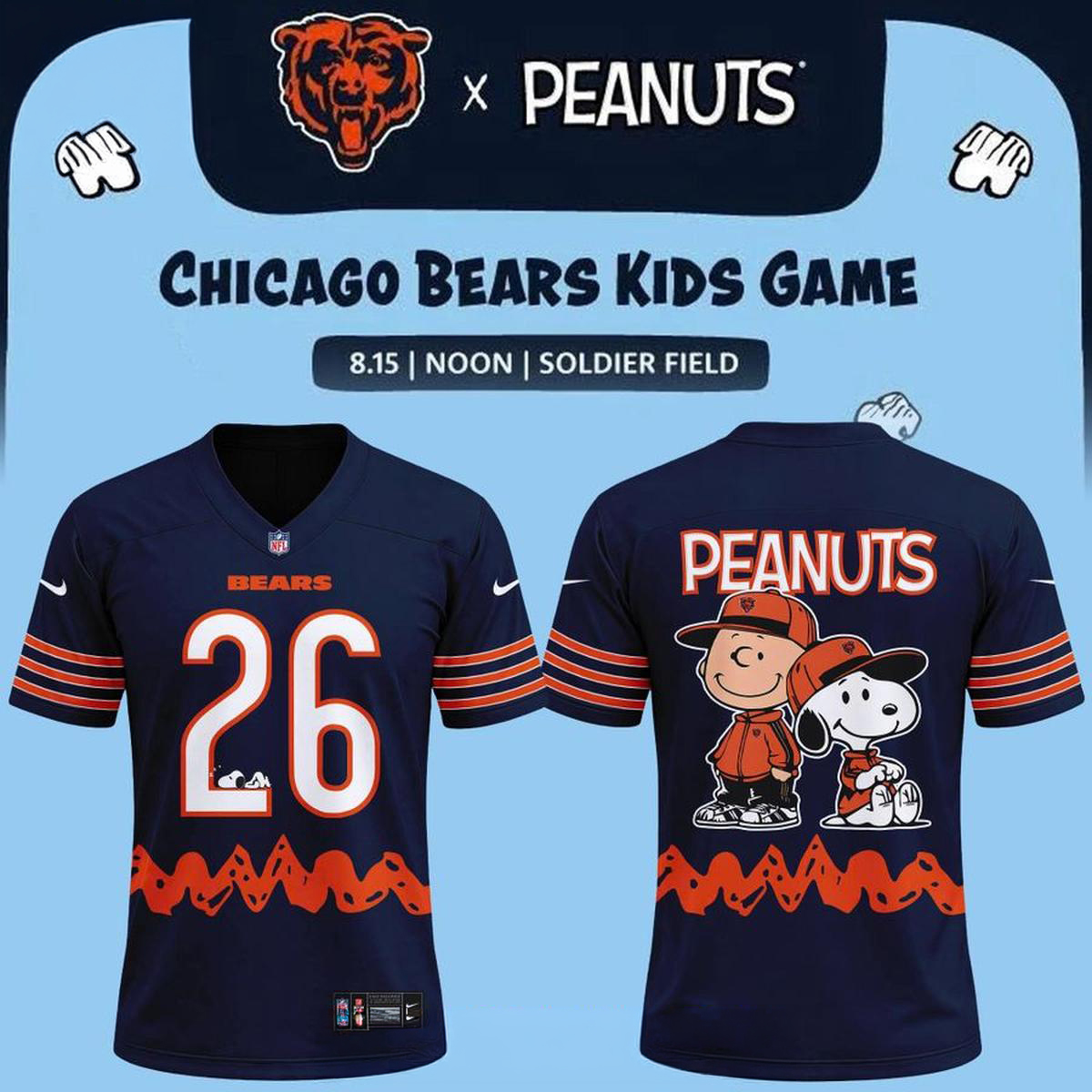 Chicago Bears x Peanuts Night 2026 Snoopy Game Football Jersey Football Fan Character Sports Apparel 1 - Unicasport Chicago Bears x Peanuts Night 2026 Snoopy Game Football Jersey Football Fan Character Sports Apparel