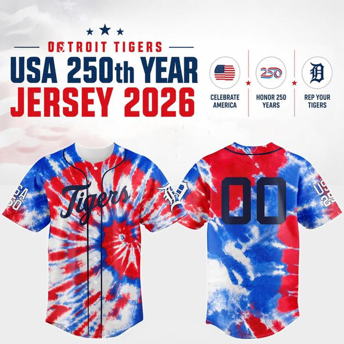Detroit Tigers USA 250 Theme Game Night 2026 Baseball Jersey Collection 2 - Unicasport Detroit Tigers USA 250 Theme Game Night 2026 Baseball Jersey Collection