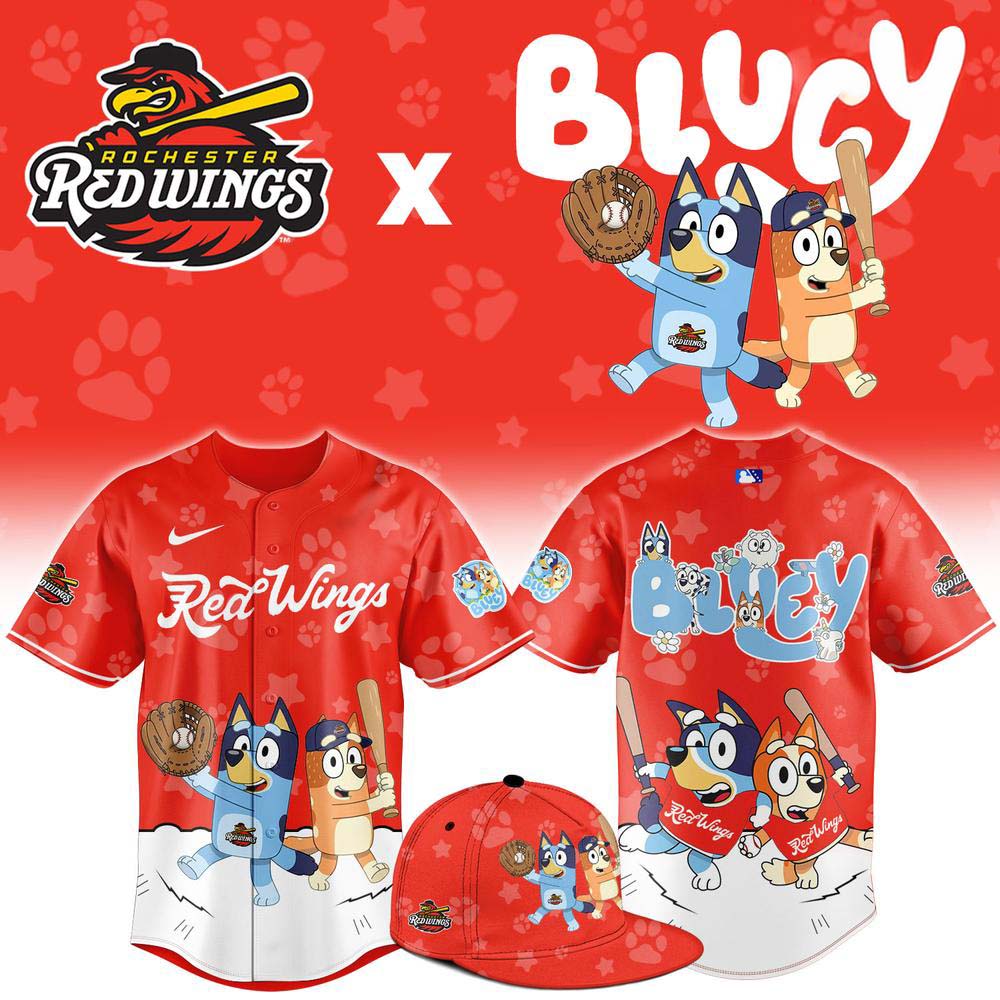 Rochester Red Wings x Bluey Night Limited Edition Baseball Jersey 1 - Unicasport Rochester Red Wings x Bluey Night Limited Edition Baseball Jersey