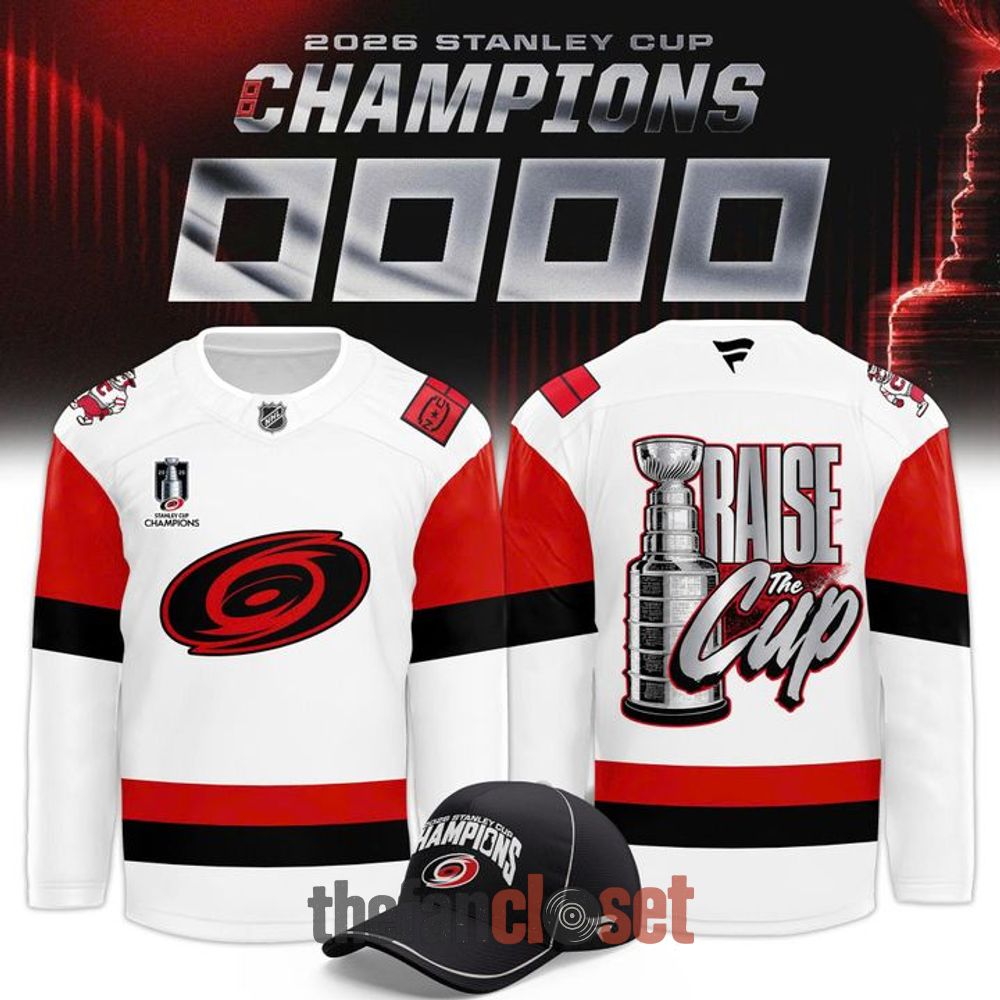 2026 Stanley Cup Champions Carolina Hurricanes White Raise The Cup Jersey