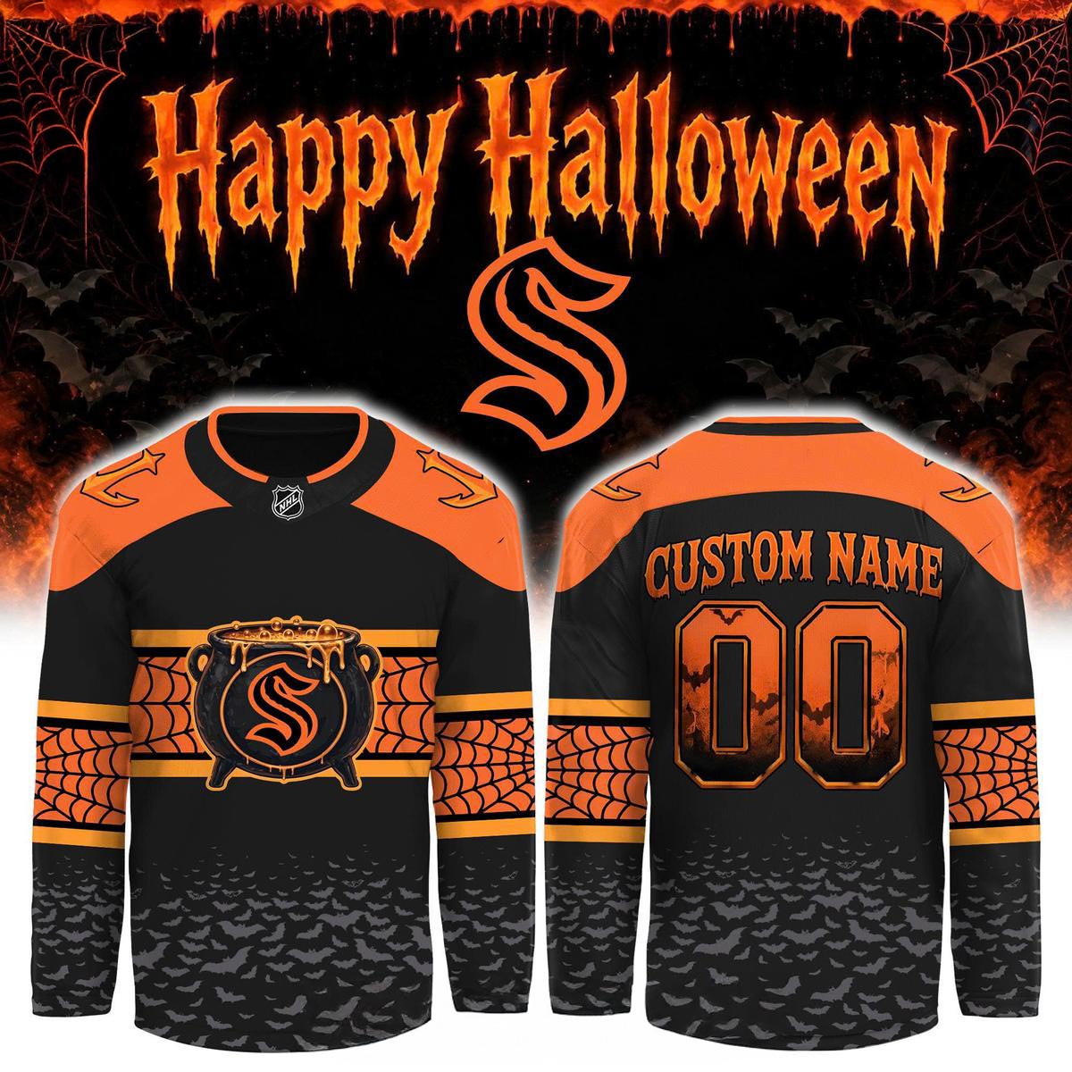 Seattle Kraken Halloween Day 2026 Personalized Hockey Jersey Fanwear 1 - Unicasport Seattle Kraken Halloween Day 2026 Personalized Hockey Jersey Fanwear