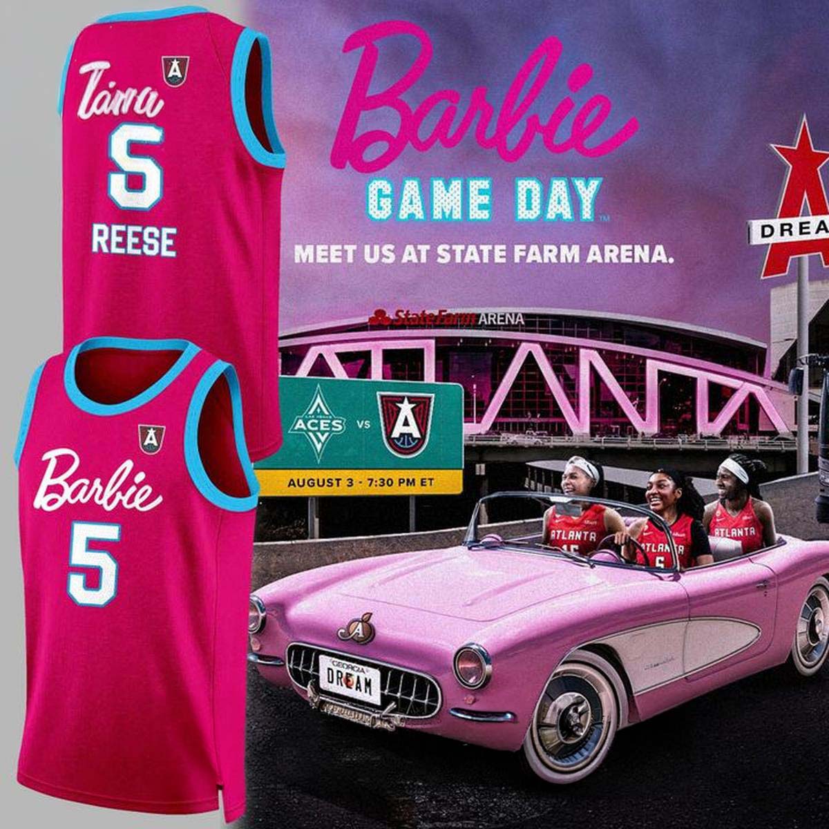 Barbie Atlanta Dream Pink Custom Basketball Jersey Game Day Gift for Fans