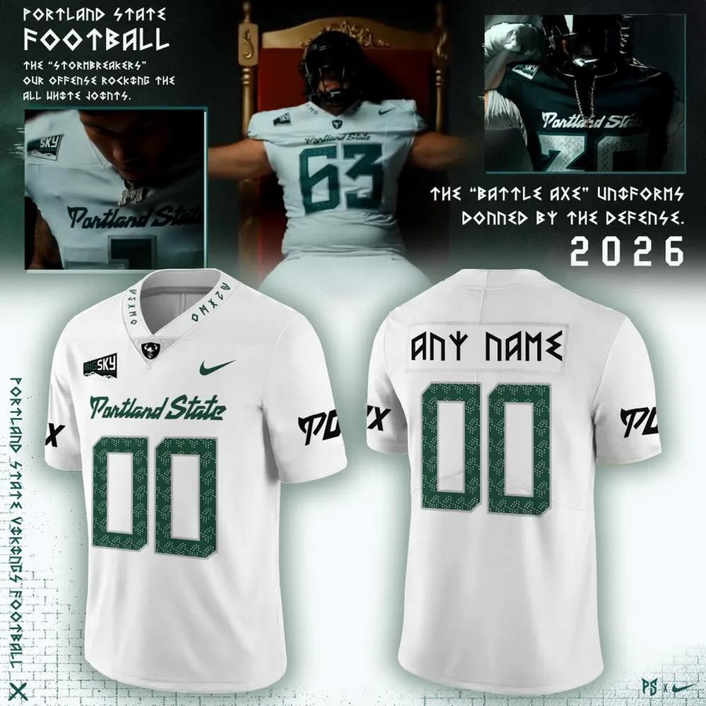 Portland State Vikings NCAA Battle Axe Custom Football Jersey College Football Fan Apparel 1 - Unicasport Portland State Vikings NCAA Battle Axe Custom Football Jersey College Football Fan Apparel