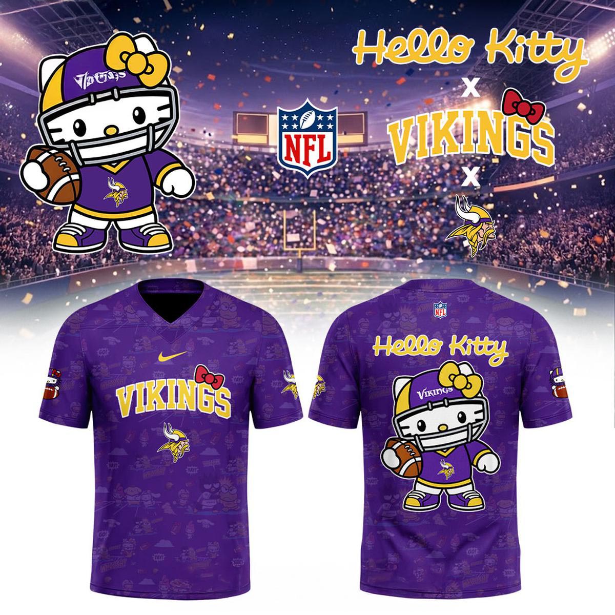 Minnesota Vikings Hello Kitty NFL Theme Night 2026 Football Jersey Cute Game Day Edition 1 - Unicasport Minnesota Vikings Hello Kitty NFL Theme Night 2026 Football Jersey Cute Game Day Edition