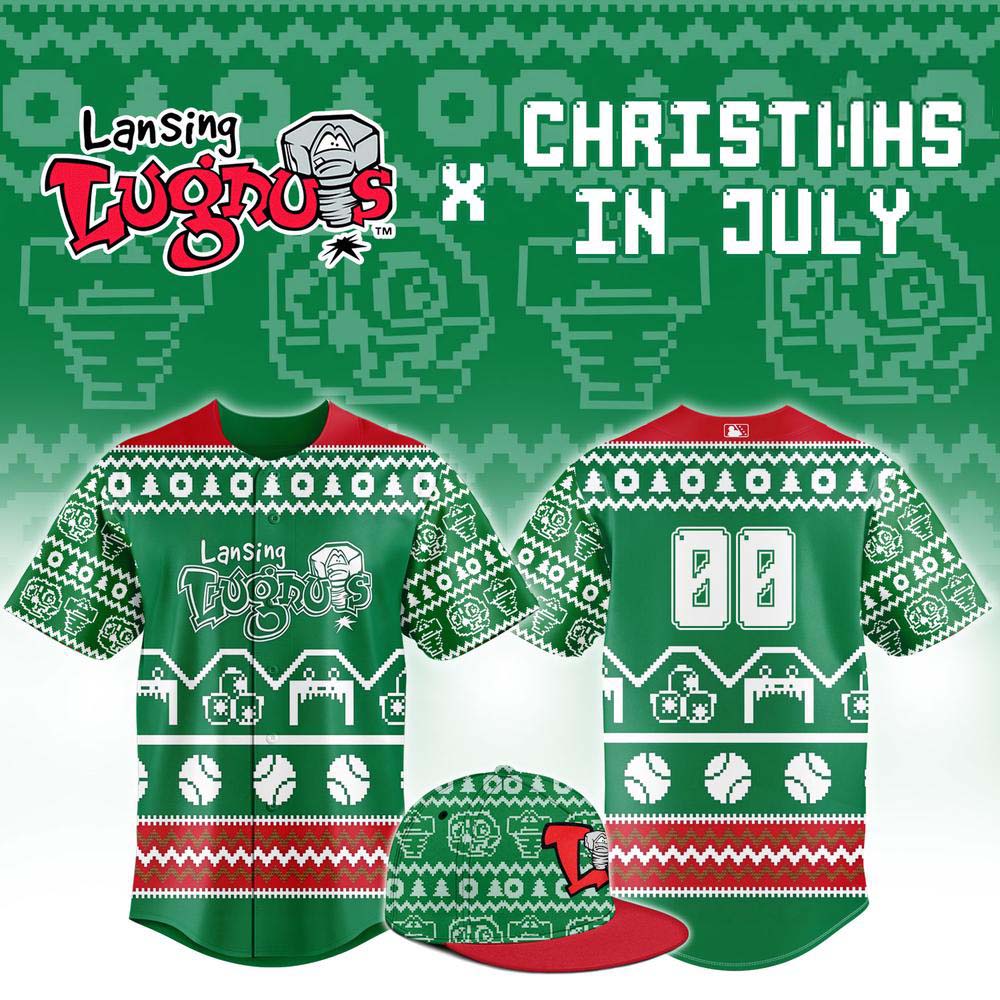 Lansing Lugnuts Christmas In July Baseball Jersey Holiday Collection 2 - Unicasport Lansing Lugnuts Christmas In July Baseball Jersey Holiday Collection