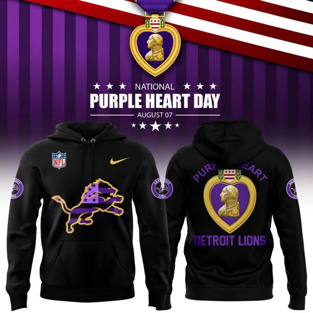 Detroit Lions Purple Heart Day 2026 Hoodie