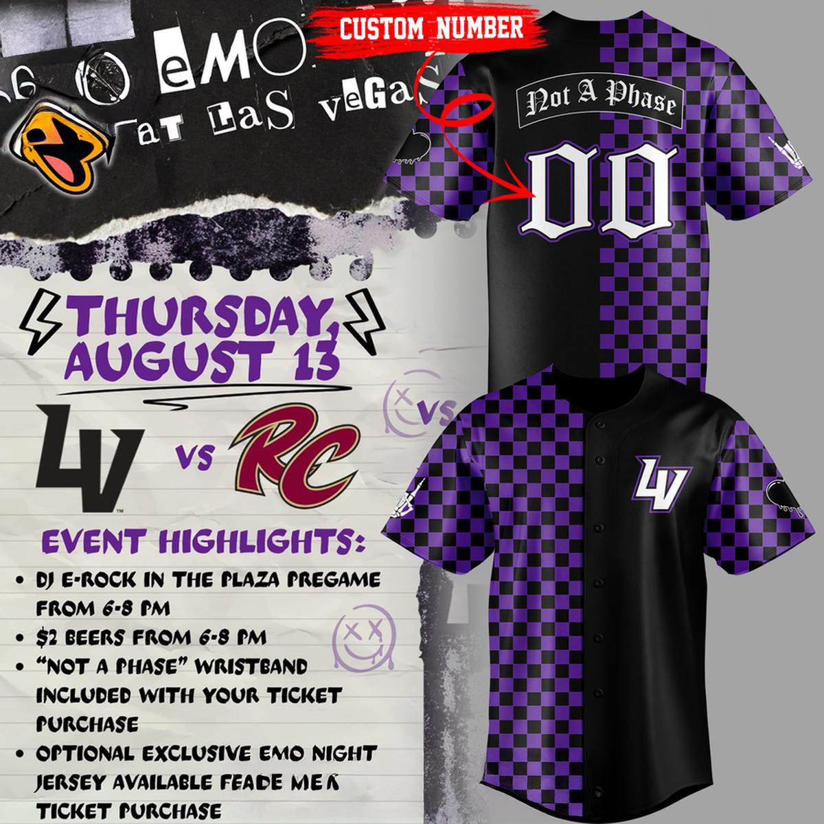 Las Vegas Aviators x Emo Night 2026 Personalized Baseball Jersey MiLB Music Theme Night Custom Fan Apparel 1 - Unicasport Las Vegas Aviators x Emo Night 2026 Personalized Baseball Jersey MiLB Music Theme Night Custom Fan Apparel