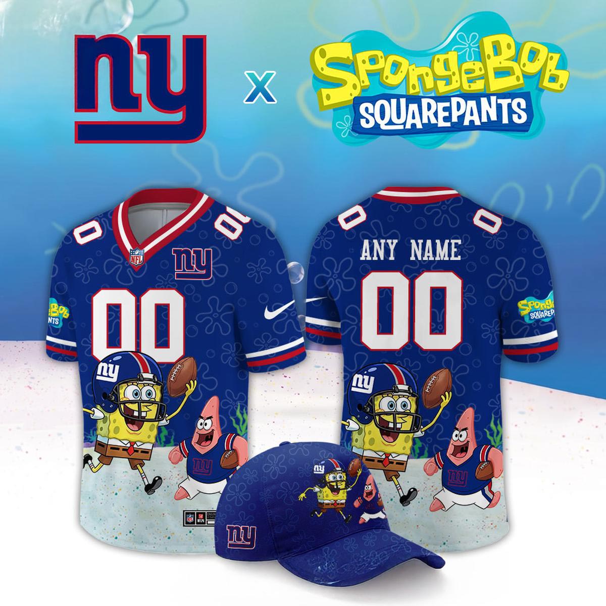 New York Giants x SpongeBob SquarePants 2026 Night Personalized Football Jersey Custom Fan Apparel 1 - Unicasport New York Giants x SpongeBob SquarePants 2026 Night Personalized Football Jersey Custom Fan Apparel