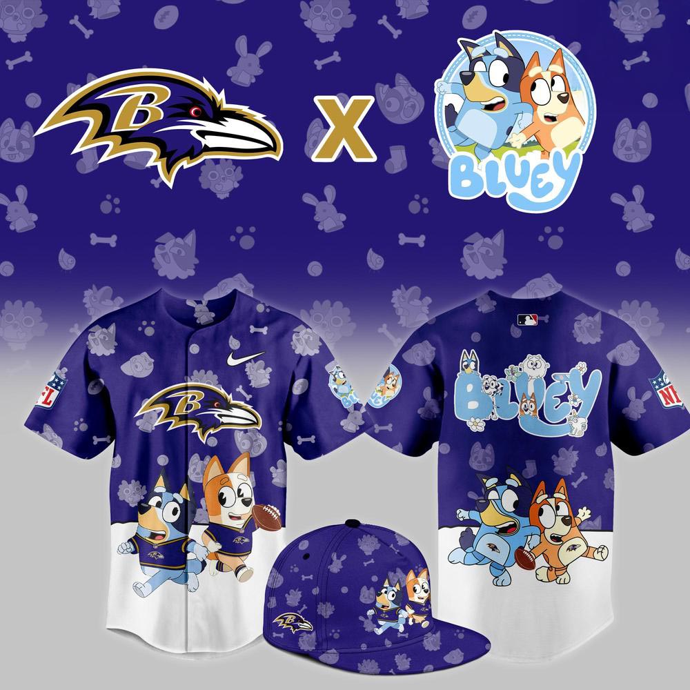 Baltimore Ravens x Bluey Night Limited Edition Jersey NFL Football Cartoon Fan Game Day Apparel 1 - Unicasport Baltimore Ravens x Bluey Night Limited Edition Jersey NFL Football Cartoon Fan Game Day Apparel