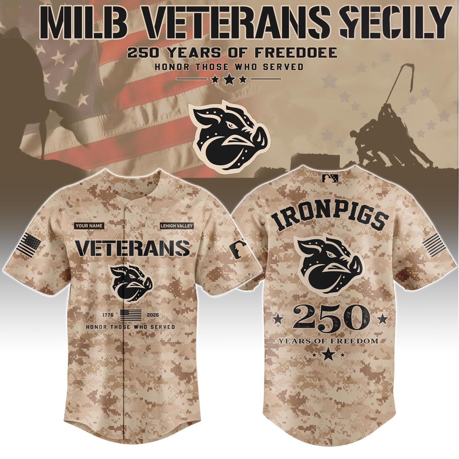 Lehigh Valley IronPigs Veterans Day 2026 Special Limited Edition Baseball Jersey Fan Apparel 2 - Unicasport Lehigh Valley IronPigs Veterans Day 2026 Special Limited Edition Baseball Jersey Fan Apparel