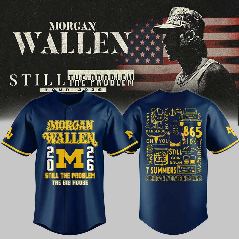 Michigan Wolverines Morgan Wallen Still The Problem Tour 2026 Baseball Jersey New