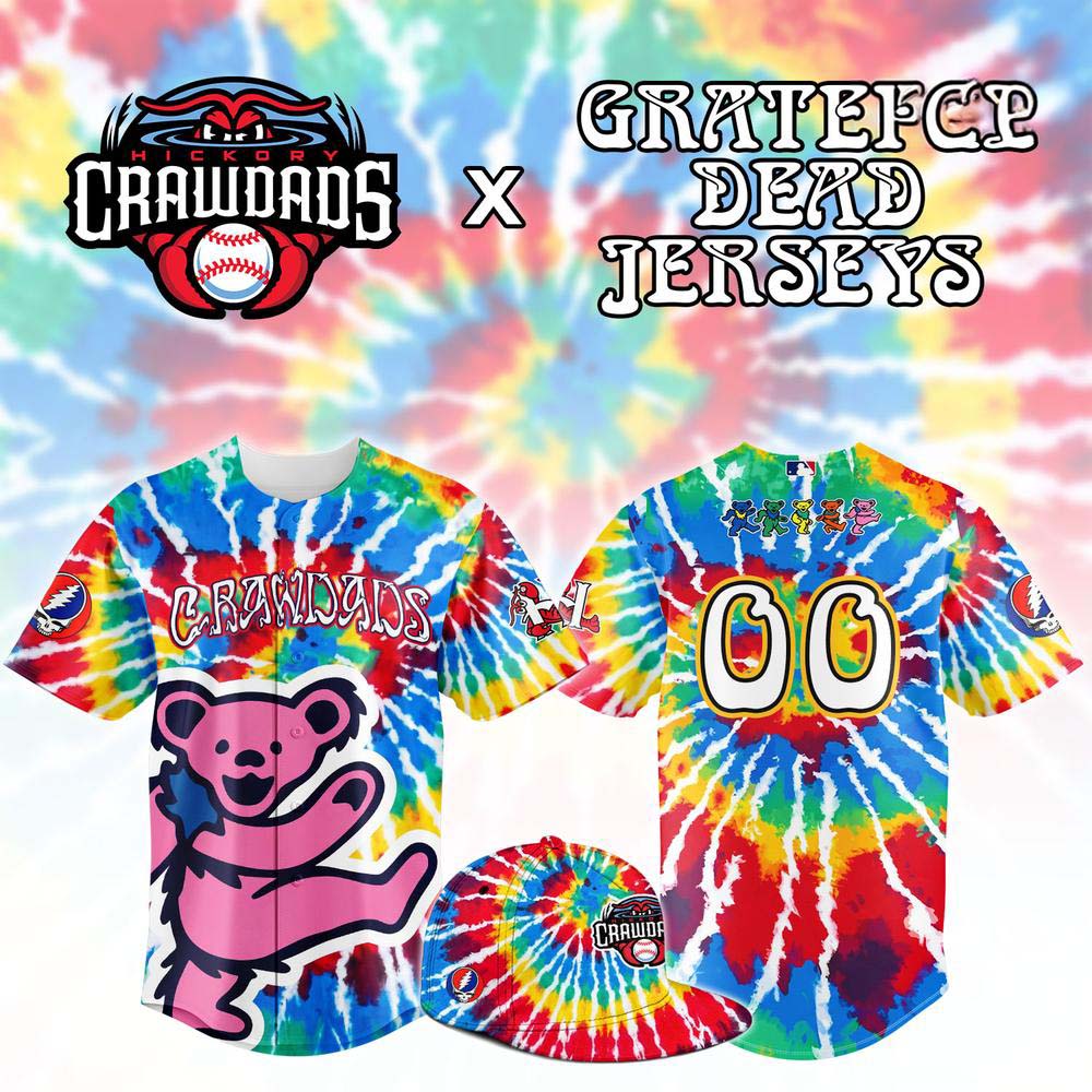 Hickory Crawdads x Grateful Dead Night Limited Edition Baseball Jersey 1 - Unicasport Hickory Crawdads x Grateful Dead Night Limited Edition Baseball Jersey