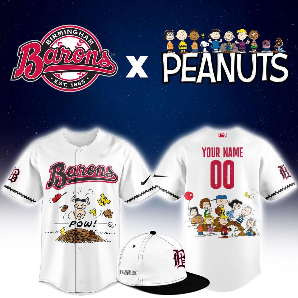 Birmingham Barons x Peanuts Night Custom Baseball Jersey MiLB Cartoon Theme Night Fan Gift 1 - Unicasport Birmingham Barons x Peanuts Night Custom Baseball Jersey MiLB Cartoon Theme Night Fan Gift
