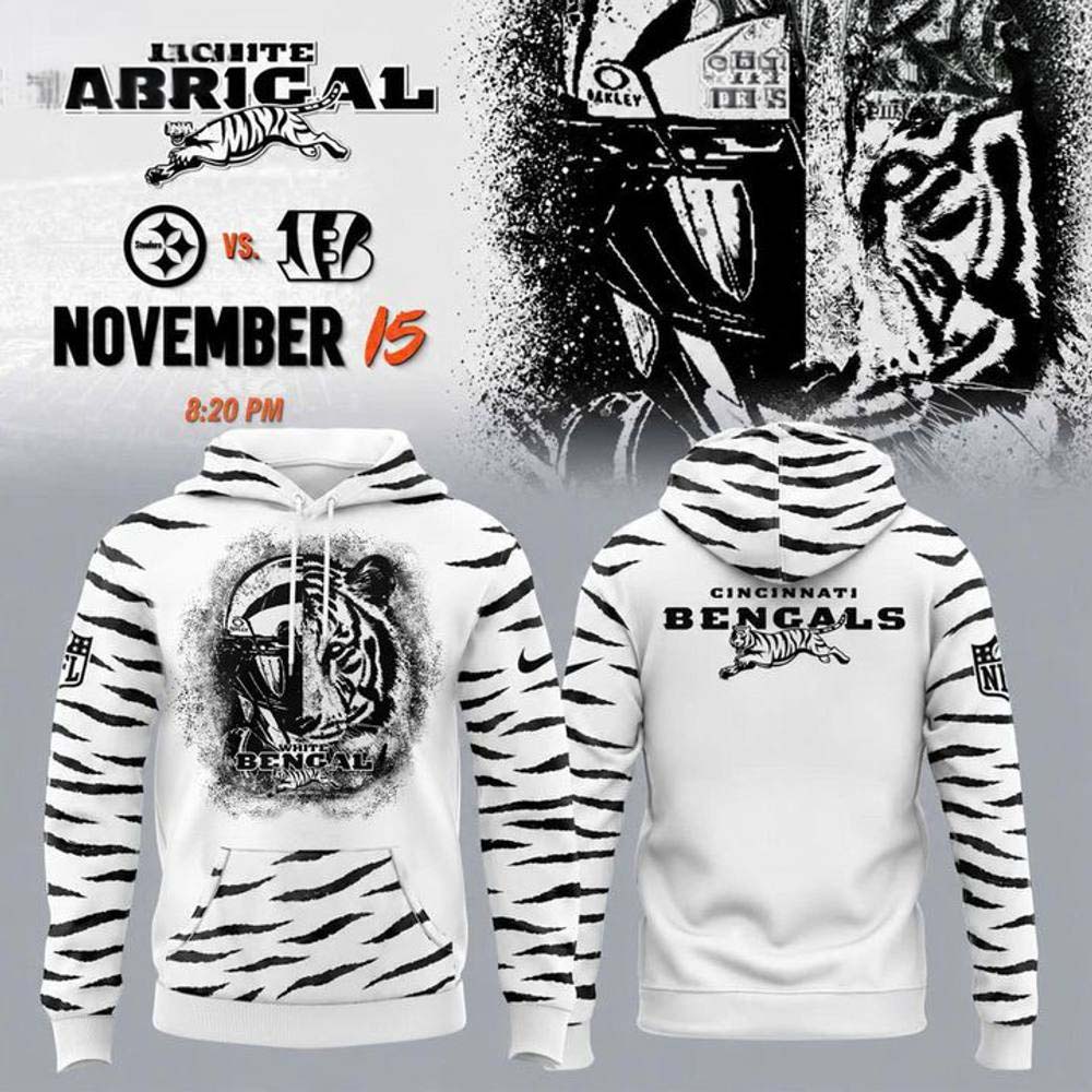 White Pullover Hoodie for Cincinnati Bengals White Bengal Football Fan