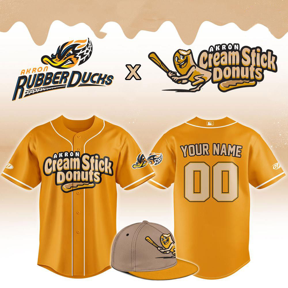 Akron RubberDucks x Akron Cream Stick Donuts Baseball Jersey 1 - Unicasport Akron RubberDucks x Akron Cream Stick Donuts Baseball Jersey