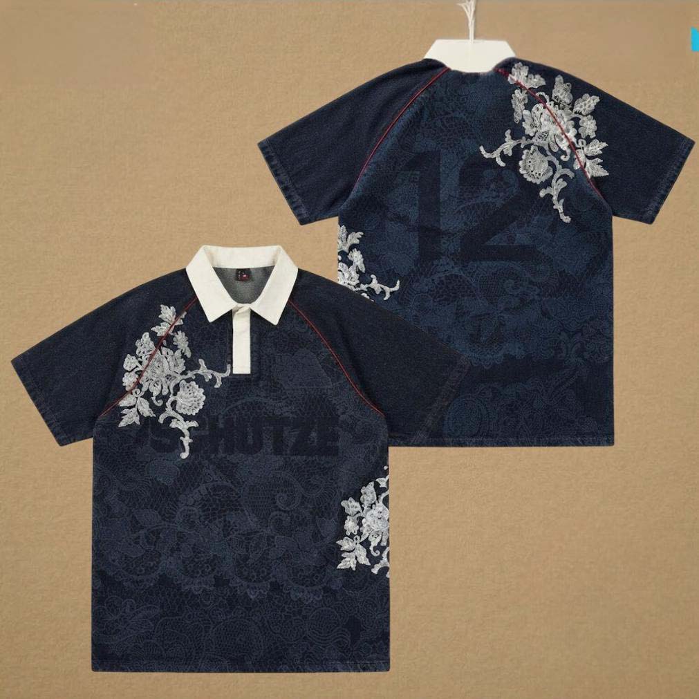 Derschutze Navy Blue Floral World Cup Polo Shirt