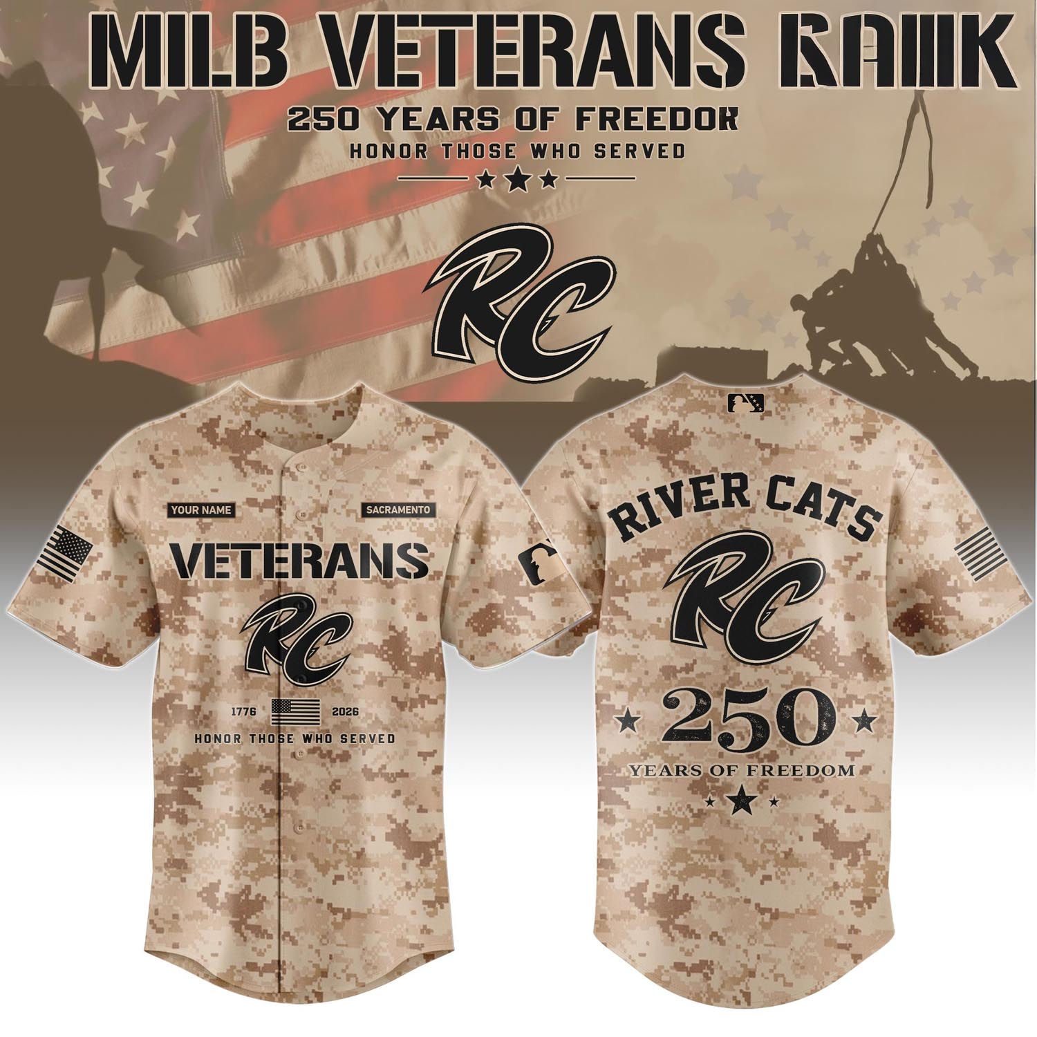 Sacramento River Cats Veterans Day 2026 Special Limited Edition Baseball Jersey Fan Apparel 1 - Unicasport Sacramento River Cats Veterans Day 2026 Special Limited Edition Baseball Jersey Fan Apparel