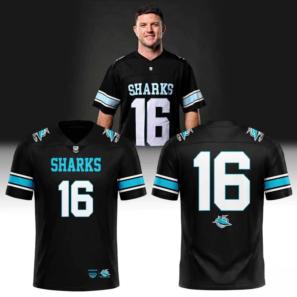 Cronulla Sharks 10 Years Premiers Anniversary Range Football Jersey Rugby Fan Wear 2 - Unicasport Cronulla Sharks 10 Years Premiers Anniversary Range Football Jersey Rugby Fan Wear
