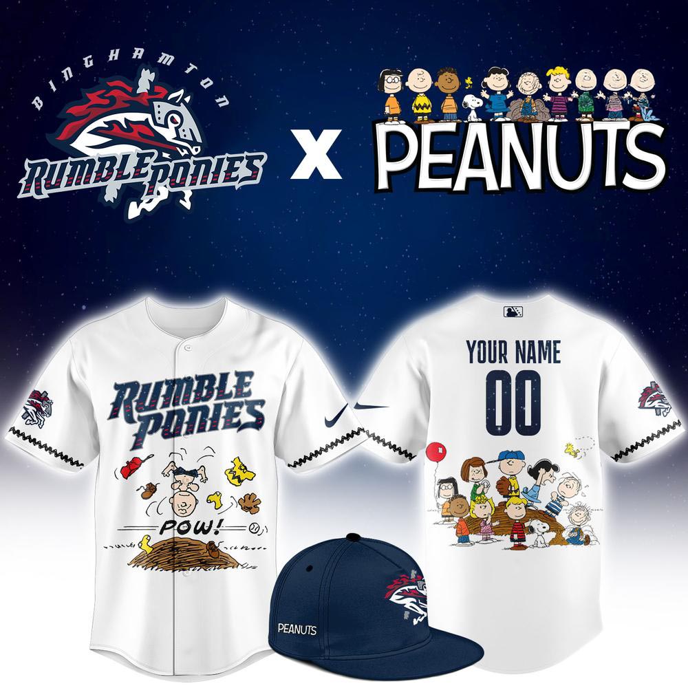 Binghamton Rumble Ponies x Peanuts Night Custom Baseball Jersey MiLB Cartoon Fan Theme Night Gift 1 - Unicasport Binghamton Rumble Ponies x Peanuts Night Custom Baseball Jersey MiLB Cartoon Fan Theme Night Gift