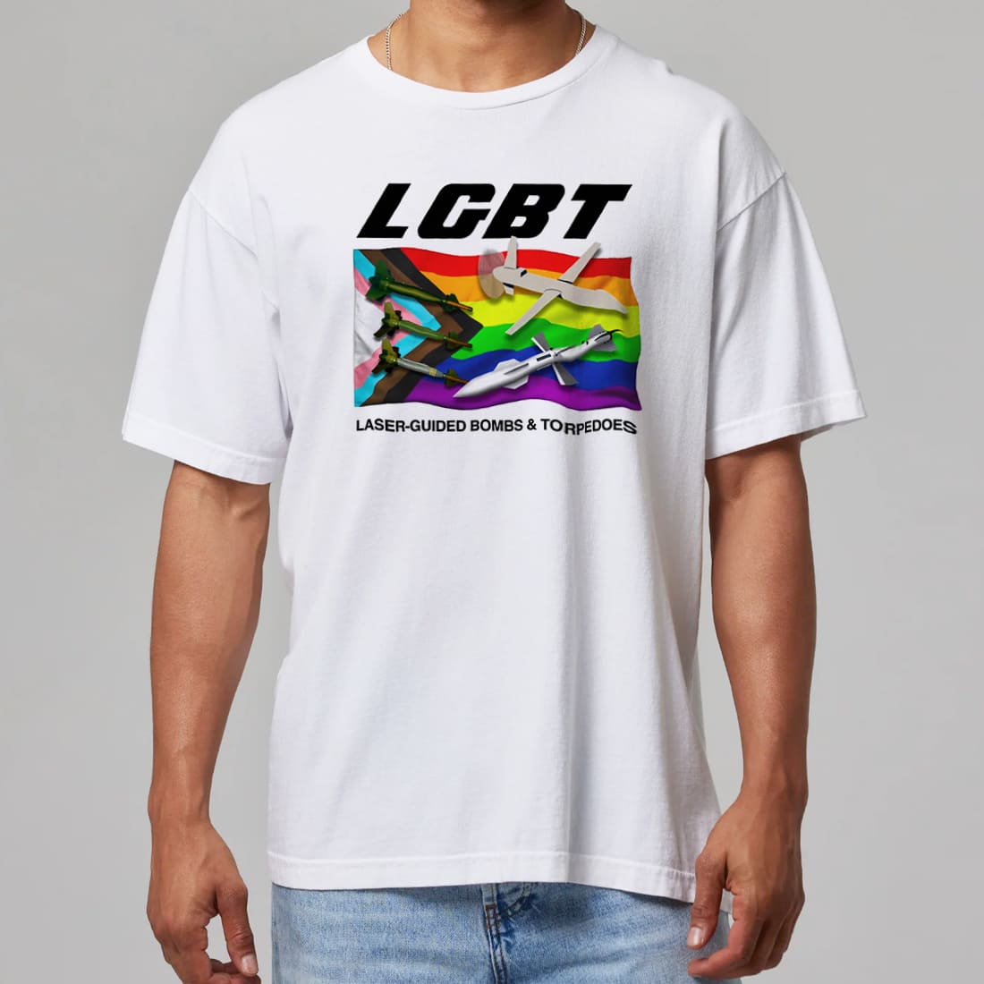 LGBT LaserGuided Bombs And Torpedoes Funny Military Parody Graphic Tee Political Satire Shirt Gift for Adults