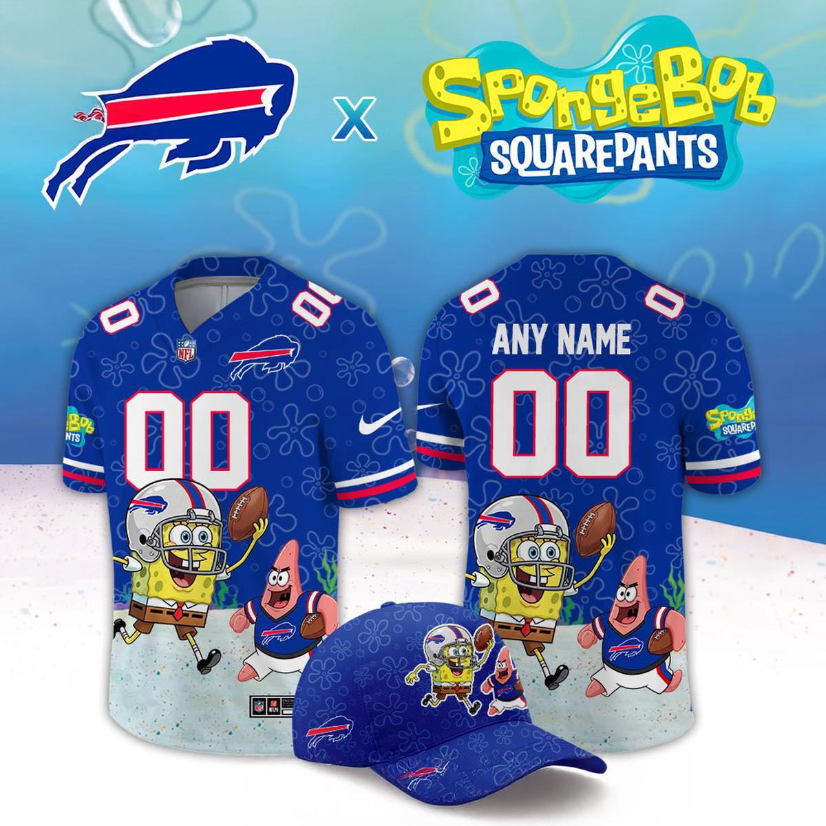 Buffalo Bills x SpongeBob SquarePants Night 2026 Custom Football Jersey Cartoon Crossover Edition 1 - Unicasport Buffalo Bills x SpongeBob SquarePants Night 2026 Custom Football Jersey Cartoon Crossover Edition