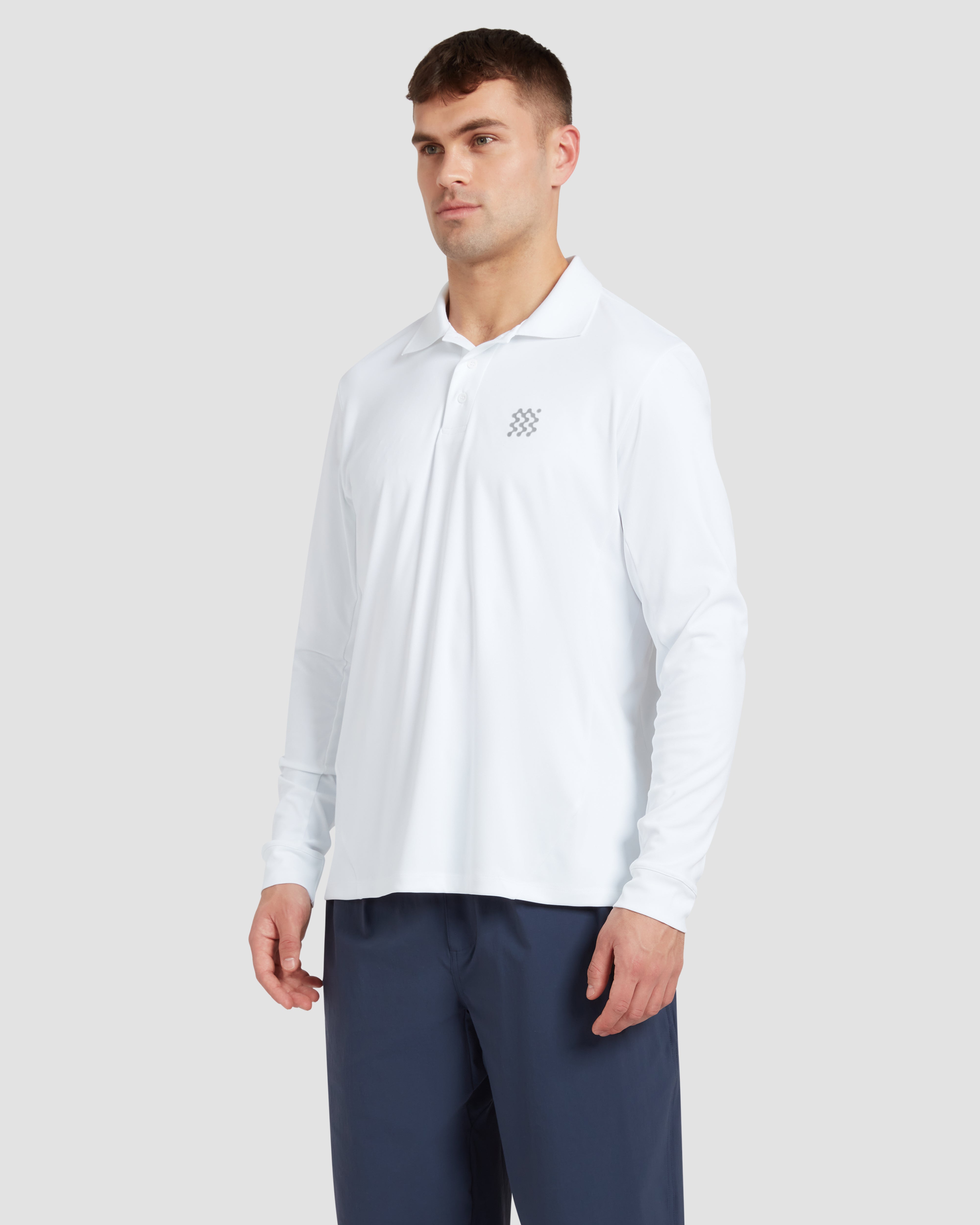 Jolidee White Long Sleeve Course Polo engineered for a clean professional look in any weather