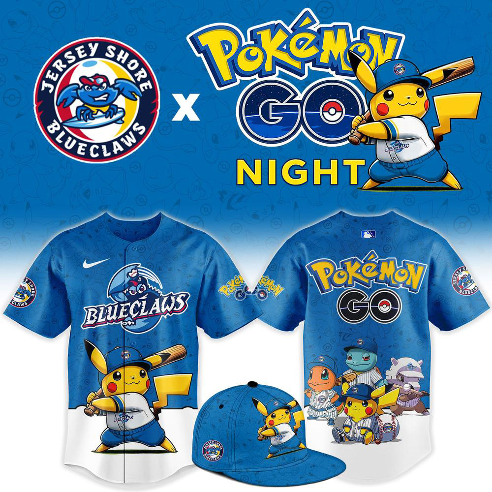 Pokemon GO x Jersey Shore BlueClaws 2026 Baseball Jersey Apparel 1 - Unicasport Pokemon GO x Jersey Shore BlueClaws 2026 Baseball Jersey Apparel