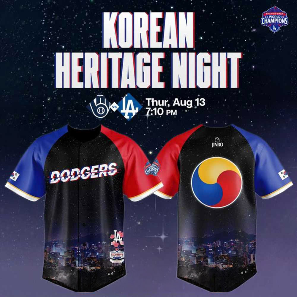 Korean Heritage Night Los Angeles Dodgers Baseball Jersey 1 - Unicasport Korean Heritage Night Los Angeles Dodgers Baseball Jersey