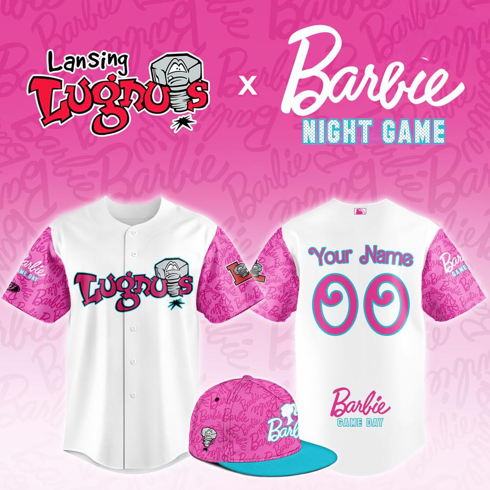 Lansing Lugnuts Barbie Night Game Baseball Jersey Theme Night Baseball Fan Apparel 1 - Unicasport Lansing Lugnuts Barbie Night Game Baseball Jersey Theme Night Baseball Fan Apparel