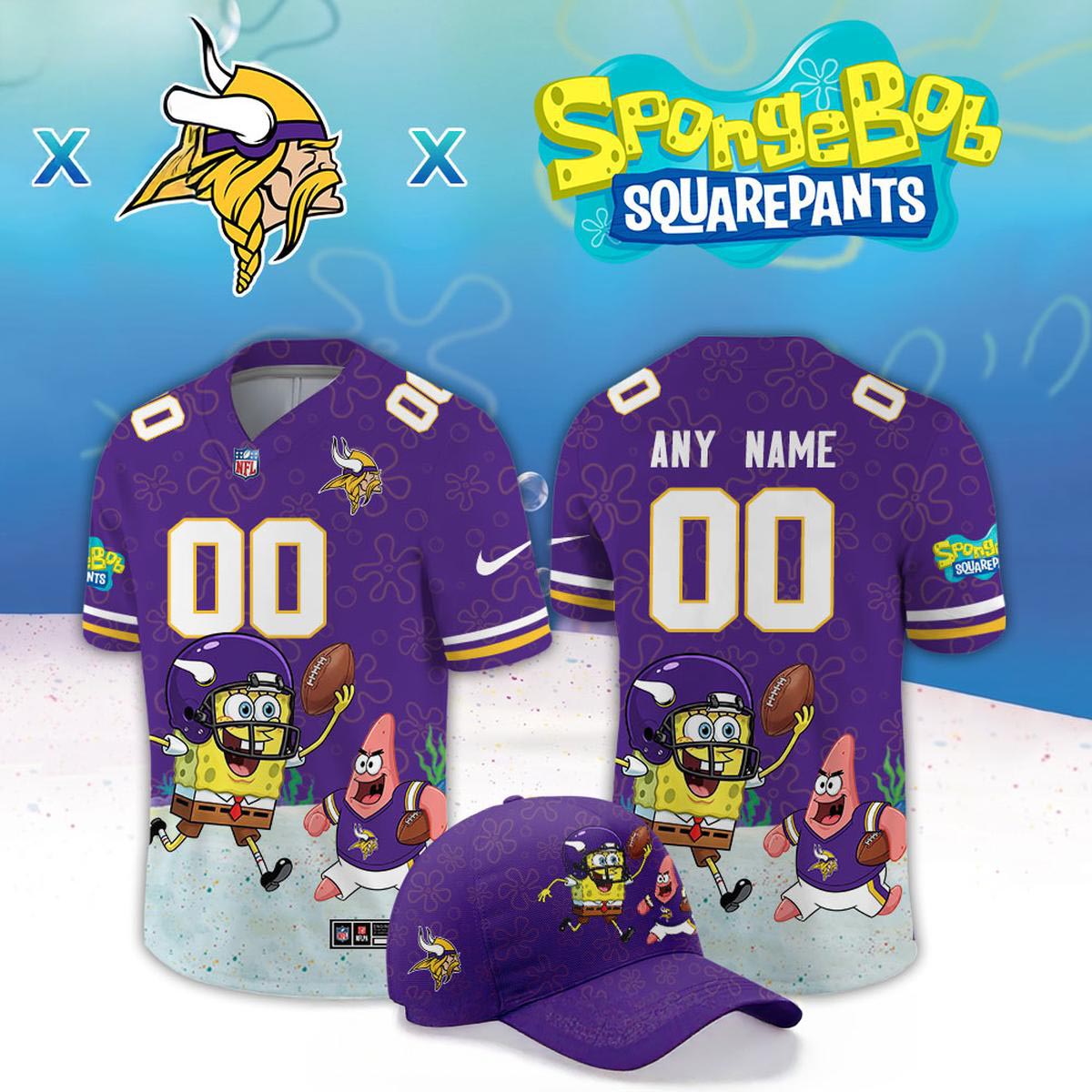 Minnesota Vikings x SpongeBob SquarePants 2026 Night Personalized Football Jersey Custom Name Number 2 - Unicasport Minnesota Vikings x SpongeBob SquarePants 2026 Night Personalized Football Jersey Custom Name Number