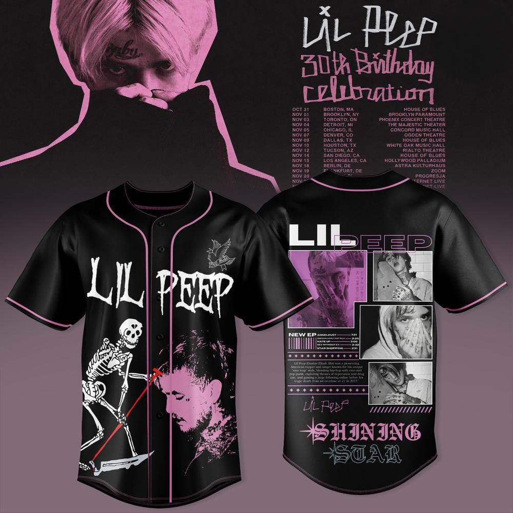 Lil Peep 30th Birthday 2026 Tour Baseball Jersey Music Fan Collection 1 - Unicasport Lil Peep 30th Birthday 2026 Tour Baseball Jersey Music Fan Collection
