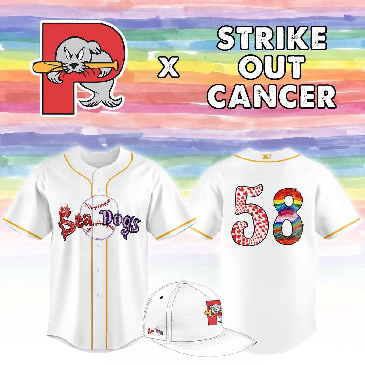 Portland Sea Dogs Strike Out Cancer 2026 Custom Baseball Jersey Awareness Game Fan Apparel 1 - Unicasport Portland Sea Dogs Strike Out Cancer 2026 Custom Baseball Jersey Awareness Game Fan Apparel