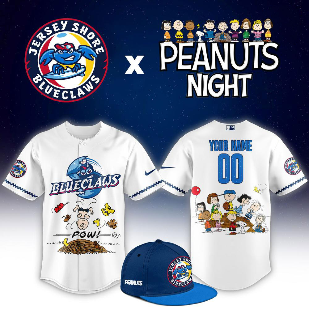 Custom Jersey Shore BlueClaws Peanuts Night 2026 Baseball Jersey 1 - Unicasport Custom Jersey Shore BlueClaws Peanuts Night 2026 Baseball Jersey