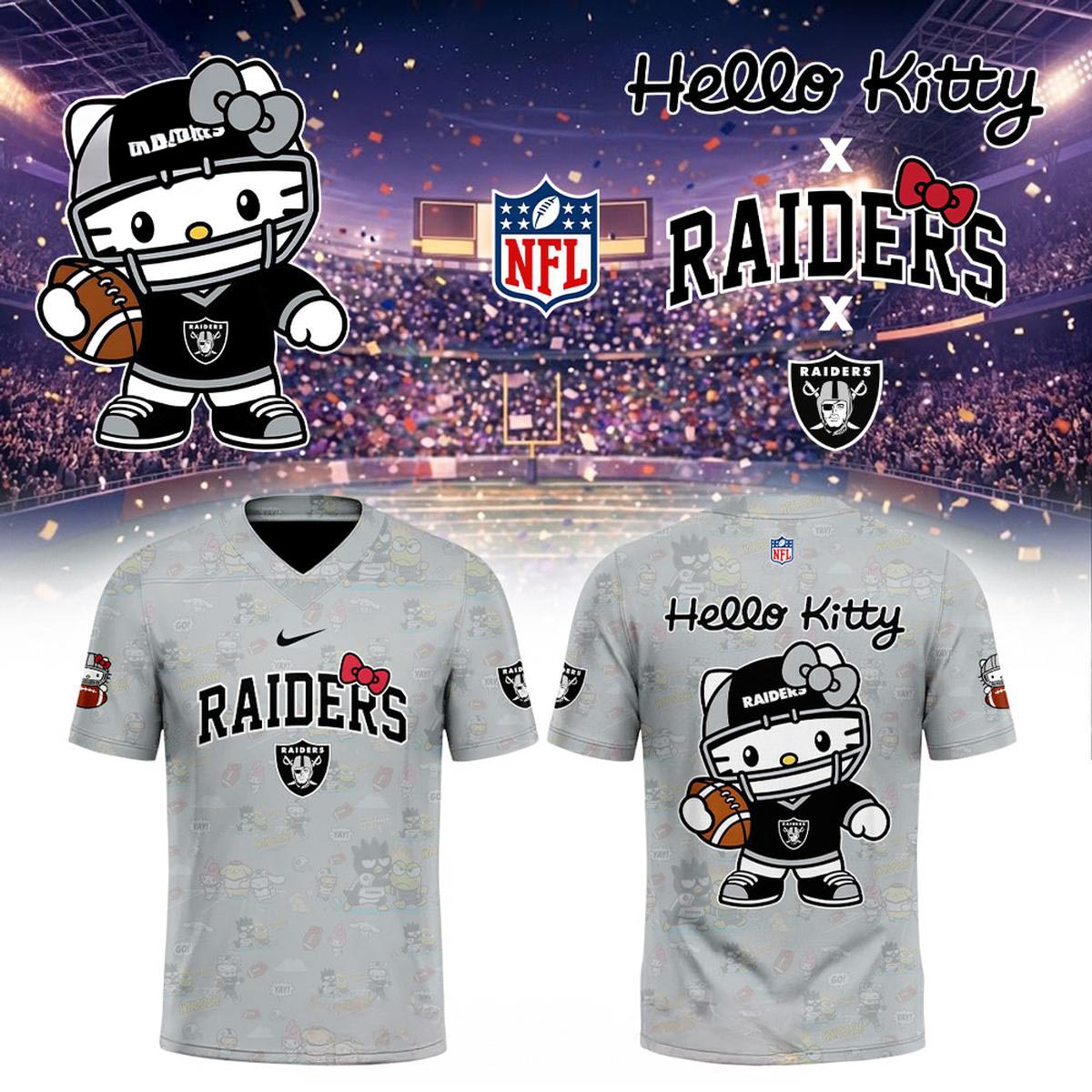 Las Vegas Raiders Hello Kitty Theme Night 2026 Football Jersey Character Crossover Fan Apparel