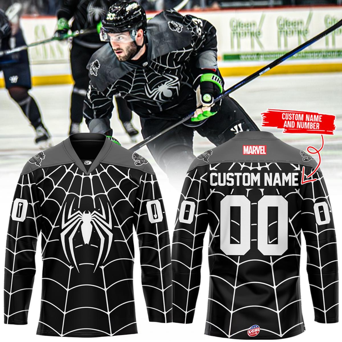 Savannah Ghost Pirates x Spider Man Marvel Game Night 2026 Hockey Jersey Superhero Fan Edition 1 - Unicasport Savannah Ghost Pirates x Spider Man Marvel Game Night 2026 Hockey Jersey Superhero Fan Edition