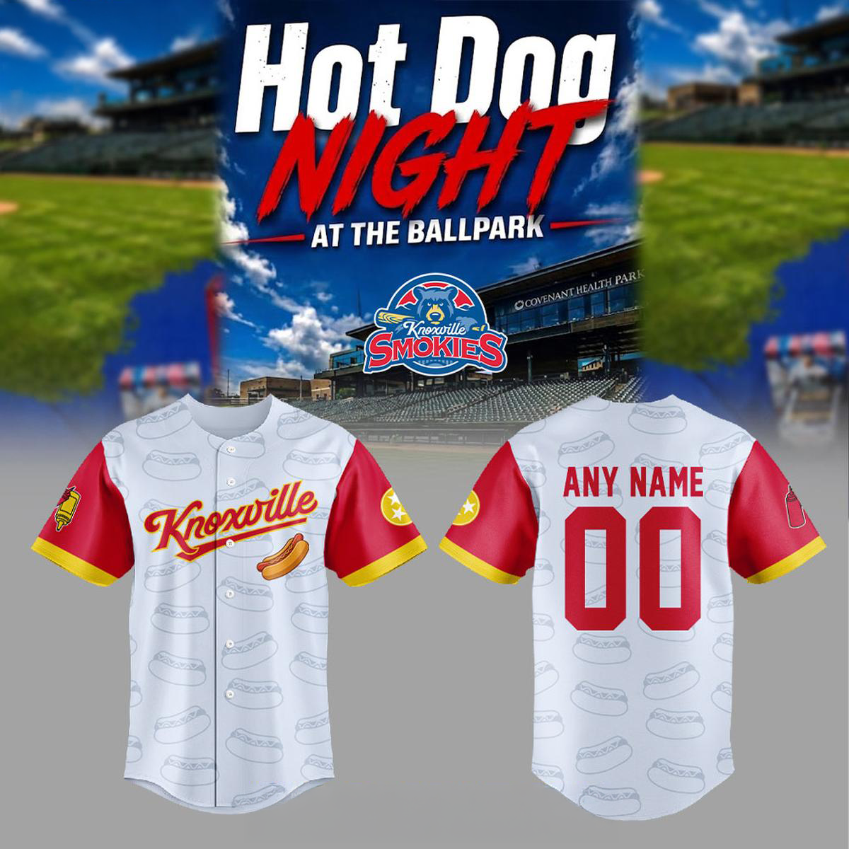 Knoxville Smokies Hot Dog Night 2026 Tribute MiLB Game Personalized Jersey Minor League Baseball Fan Gift 1 - Unicasport Knoxville Smokies Hot Dog Night 2026 Tribute MiLB Game Personalized Jersey Minor League Baseball Fan Gift