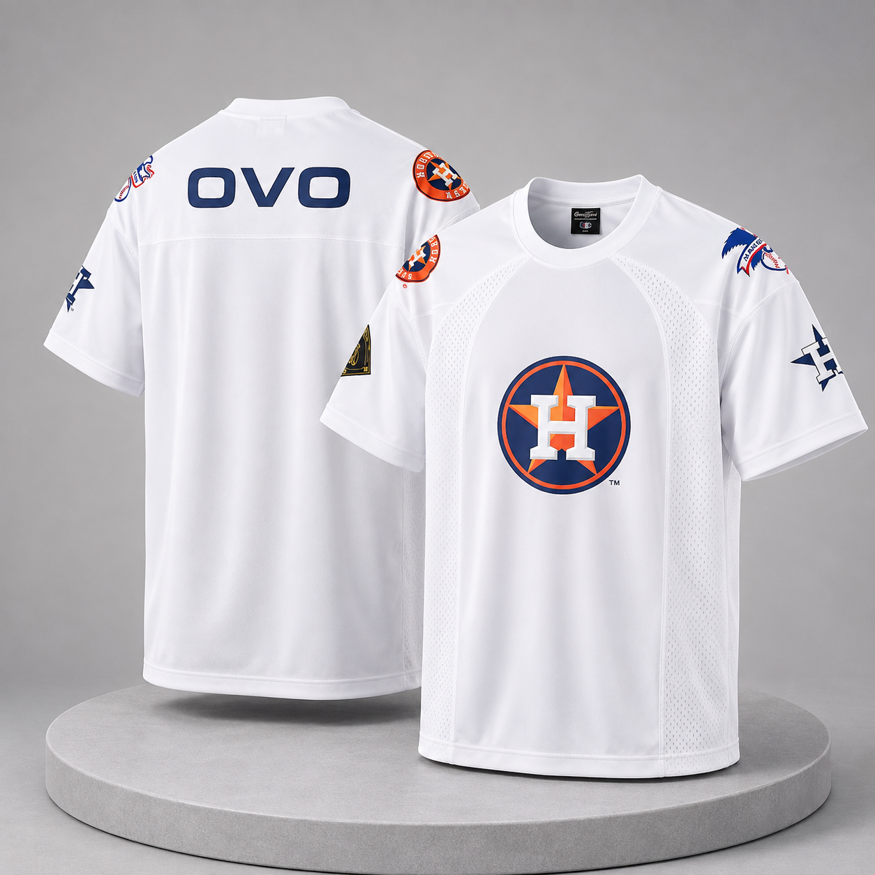 Houston Astros OVO MLB White Mesh Jersey TShirt Baseball Fan Apparel 1 - Unicasport Houston Astros OVO MLB White Mesh Jersey TShirt Baseball Fan Apparel
