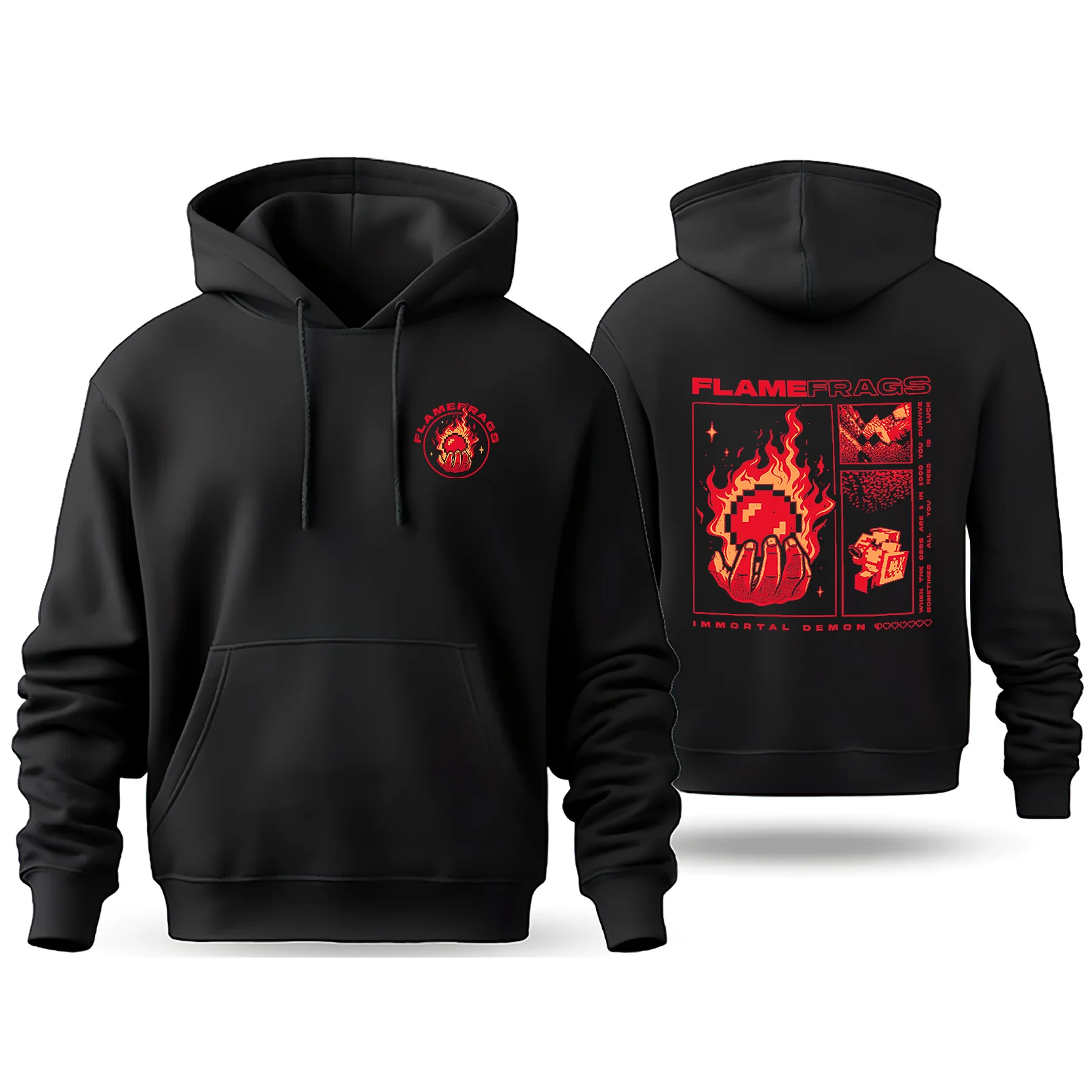 FlameFrags Immortal Hoodie Epic Immortal Flame Graphic Hoodie Gift for Gamers