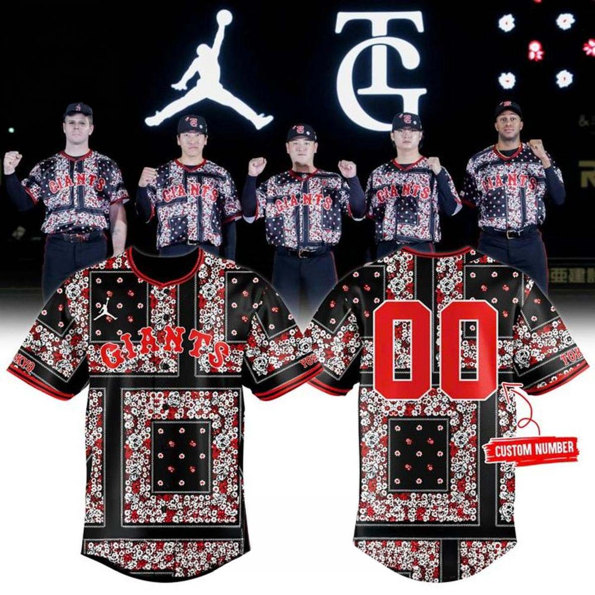 Jordan Brand x Yomiuri Giants Floral Bandana Custom Number 2026 Baseball Jersey - Best Gift for Fans