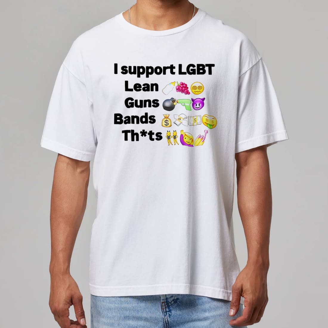 I Support LGBT Lean Guns Bands Funny Parody Graphic Tee Political Humor Shirt Gift for Adults