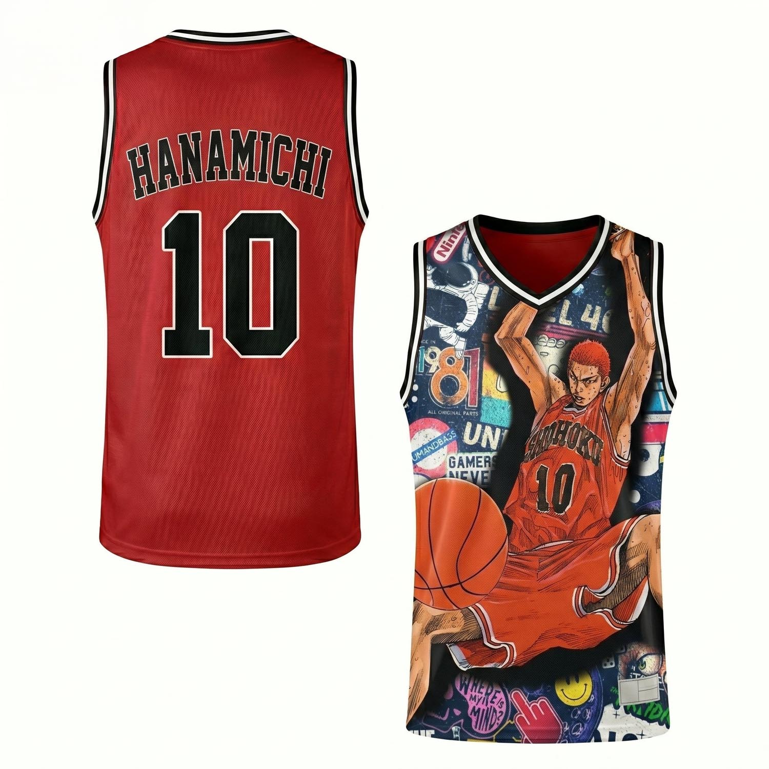 Japanese Anime Basketball Custom Jersey Hanamichi Number 10 Player Inspired Edition 1 - Unicasport Japanese Anime Basketball Custom Jersey Hanamichi Number 10 Player Inspired Edition