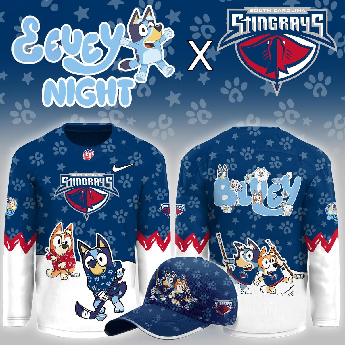 South Carolina Stingrays Bluey And Bingo Night 2026 Christmas Hockey Jersey 1 - Unicasport South Carolina Stingrays Bluey And Bingo Night 2026 Christmas Hockey Jersey