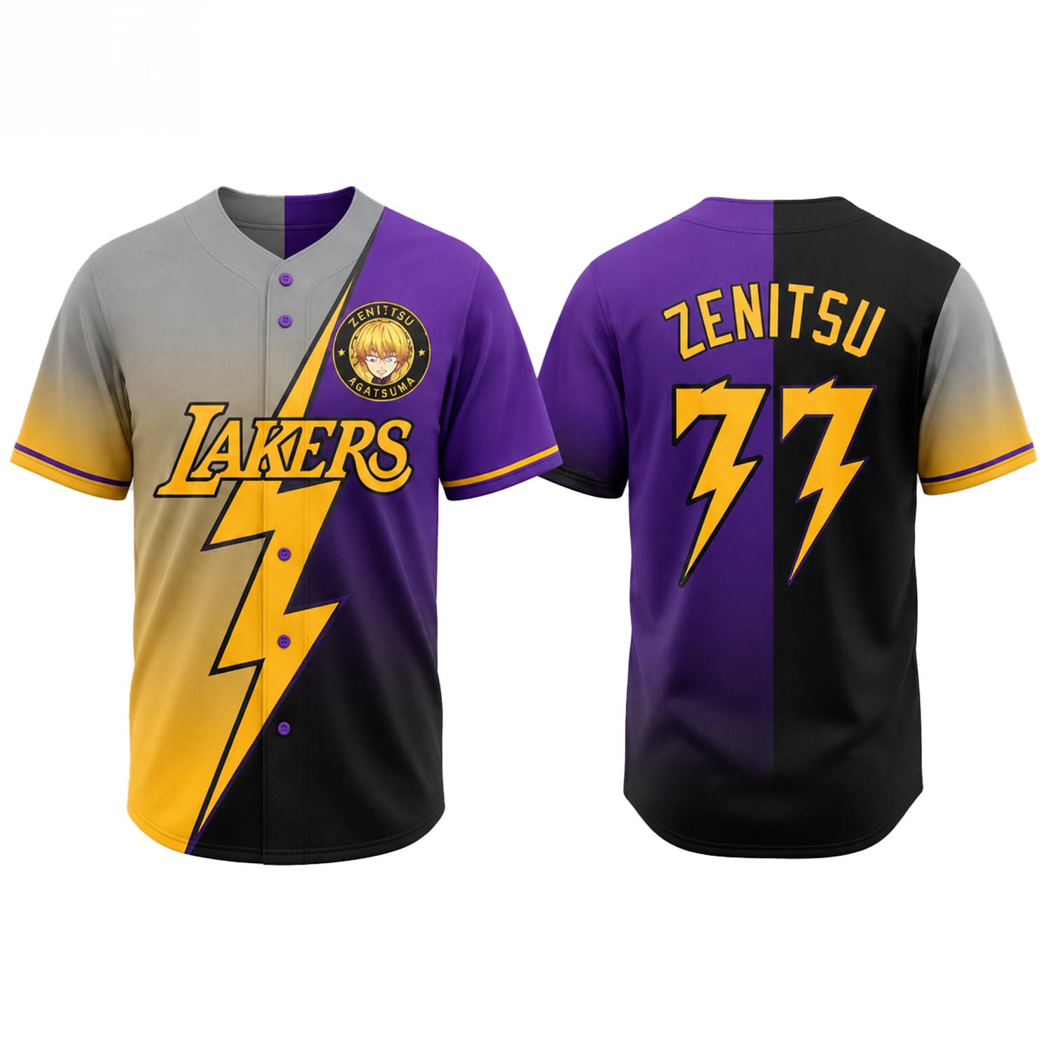 Yellow Lightning Anime Baseball Jersey Personalized Name Number Sports Edition 2 - Unicasport Yellow Lightning Anime Baseball Jersey Personalized Name Number Sports Edition