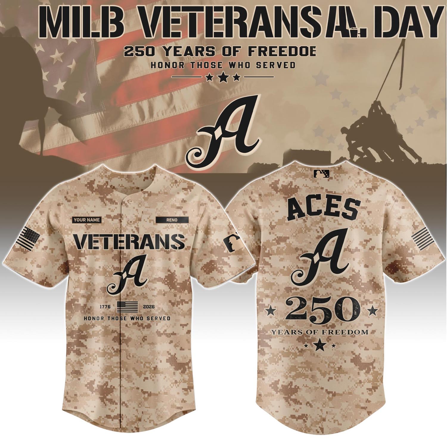 Reno Aces Veterans Day 2026 Special Limited Edition Baseball Jersey Fan Apparel 1 - Unicasport Reno Aces Veterans Day 2026 Special Limited Edition Baseball Jersey Fan Apparel