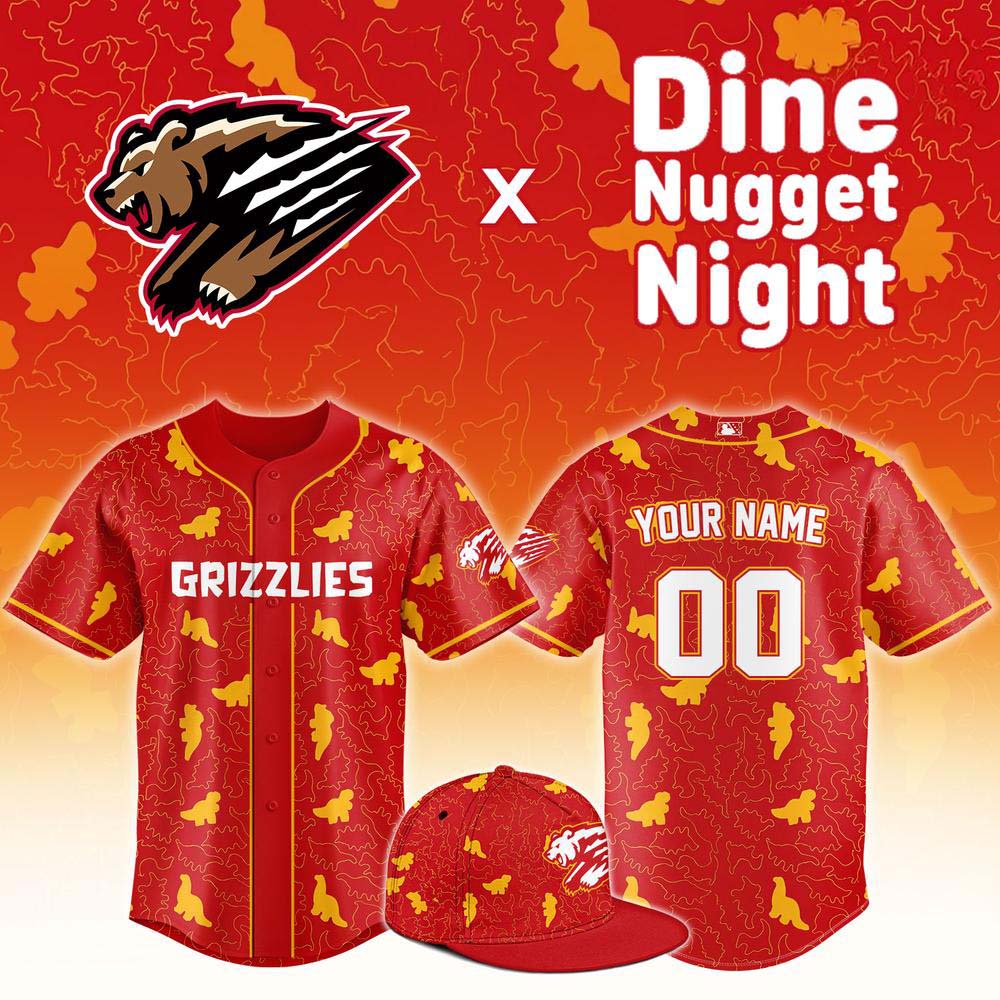 Fresno Grizzlies x Dino Nugget Night Custom Limited Edition Baseball Jersey 1 - Unicasport Fresno Grizzlies x Dino Nugget Night Custom Limited Edition Baseball Jersey