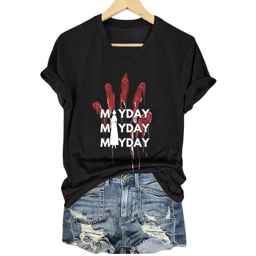 Mayday Mayday Mayday Red Handprint Resist Shirt Protest Activist Graphic Tee Merch 202
