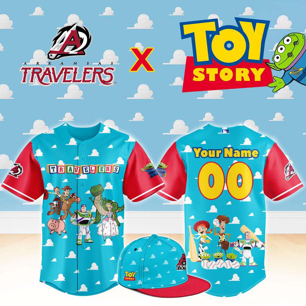 Arkansas Travelers x Toy Story Night Woody Buzz Lightyear Baseball Jersey