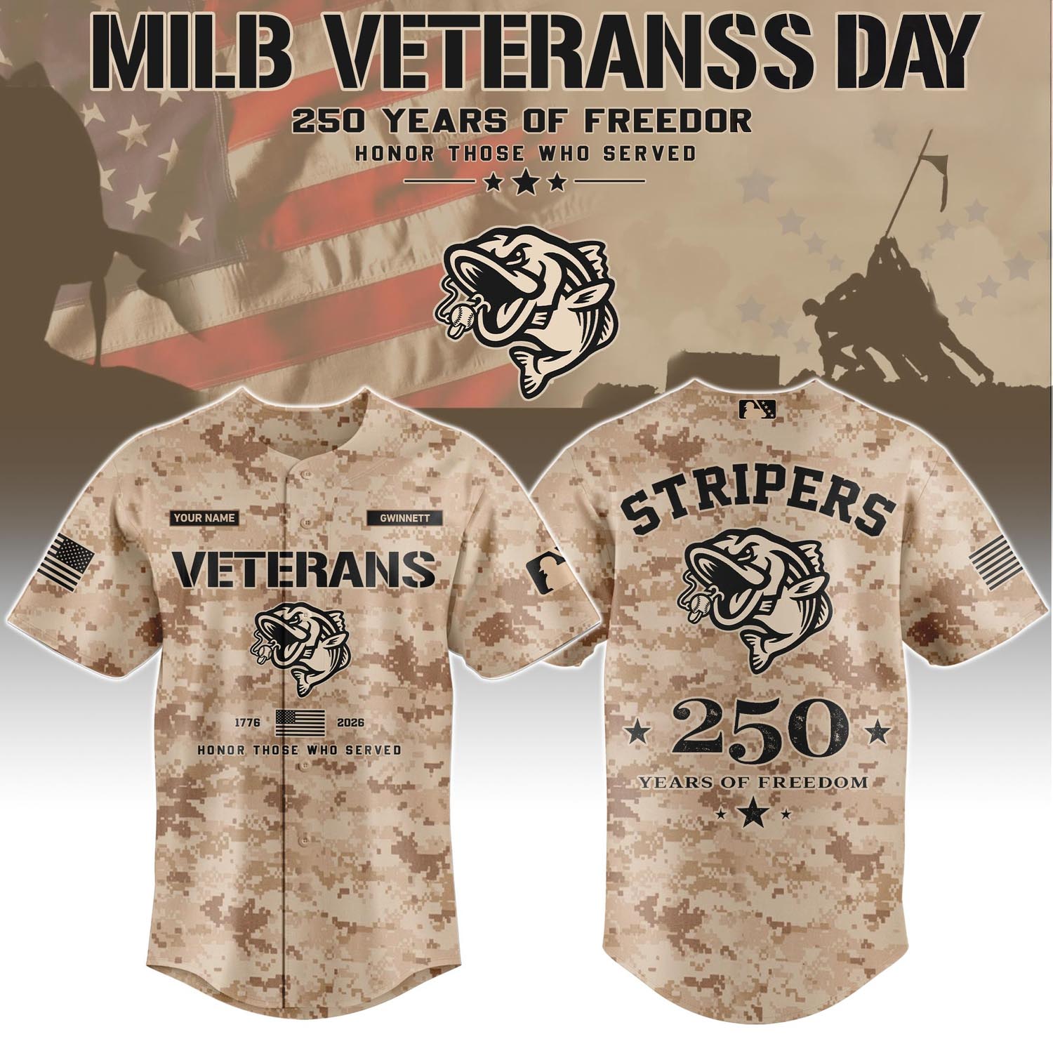 Gwinnett Stripers Veterans Day 2026 Special Limited Edition Baseball Jersey Fan Apparel 2 - Unicasport Gwinnett Stripers Veterans Day 2026 Special Limited Edition Baseball Jersey Fan Apparel