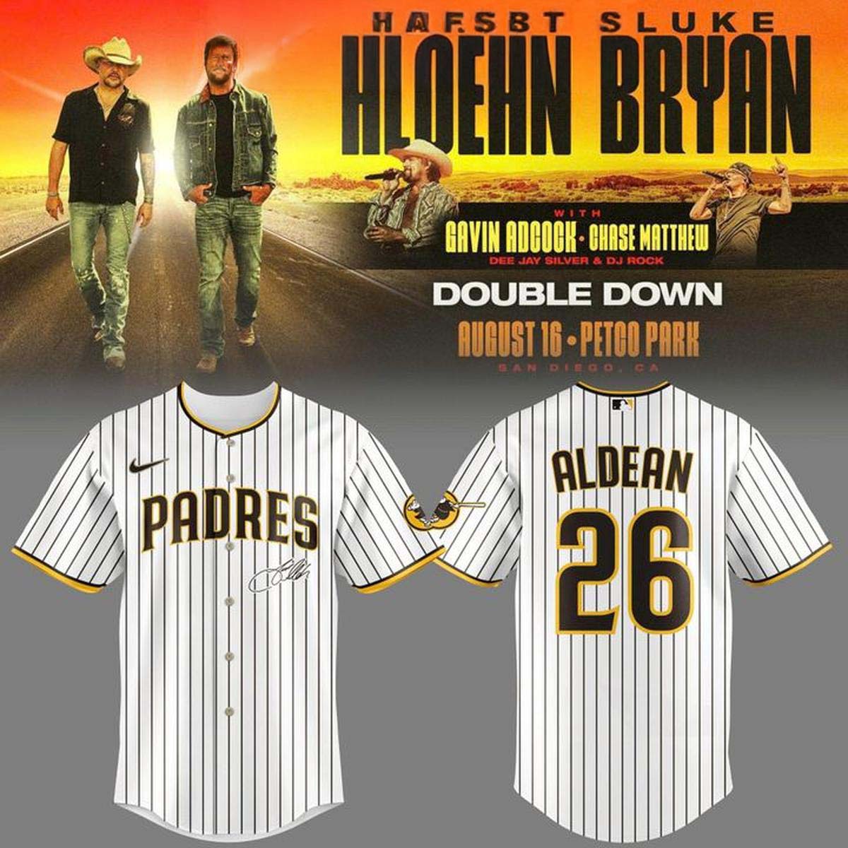 San Diego Padres x Jason Aldean Double Town Tour 2026 White Jersey 1 - Unicasport San Diego Padres x Jason Aldean Double Town Tour 2026 White Jersey